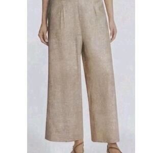 Ella Moss Women's Linen Blend Wide Leg Pant, Tan, L